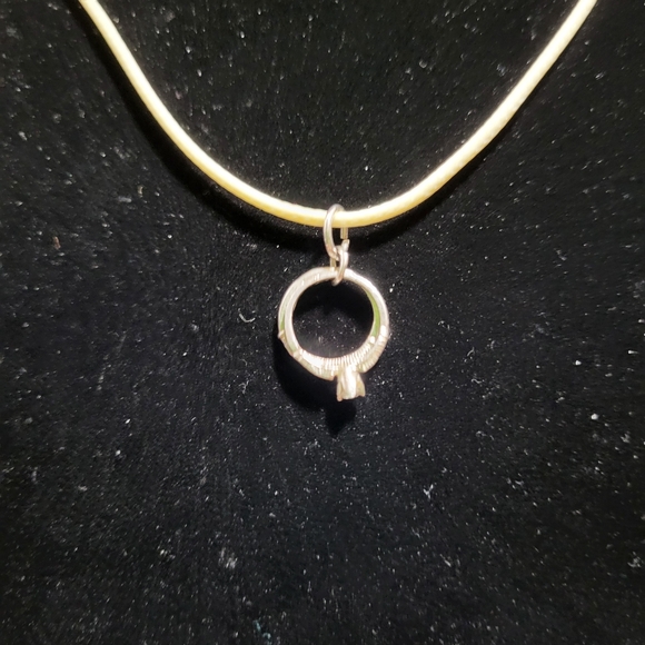 Vintage Silver Tone Engagement and Wedding Band Necklace Pendant Charm - Picture 14 of 16